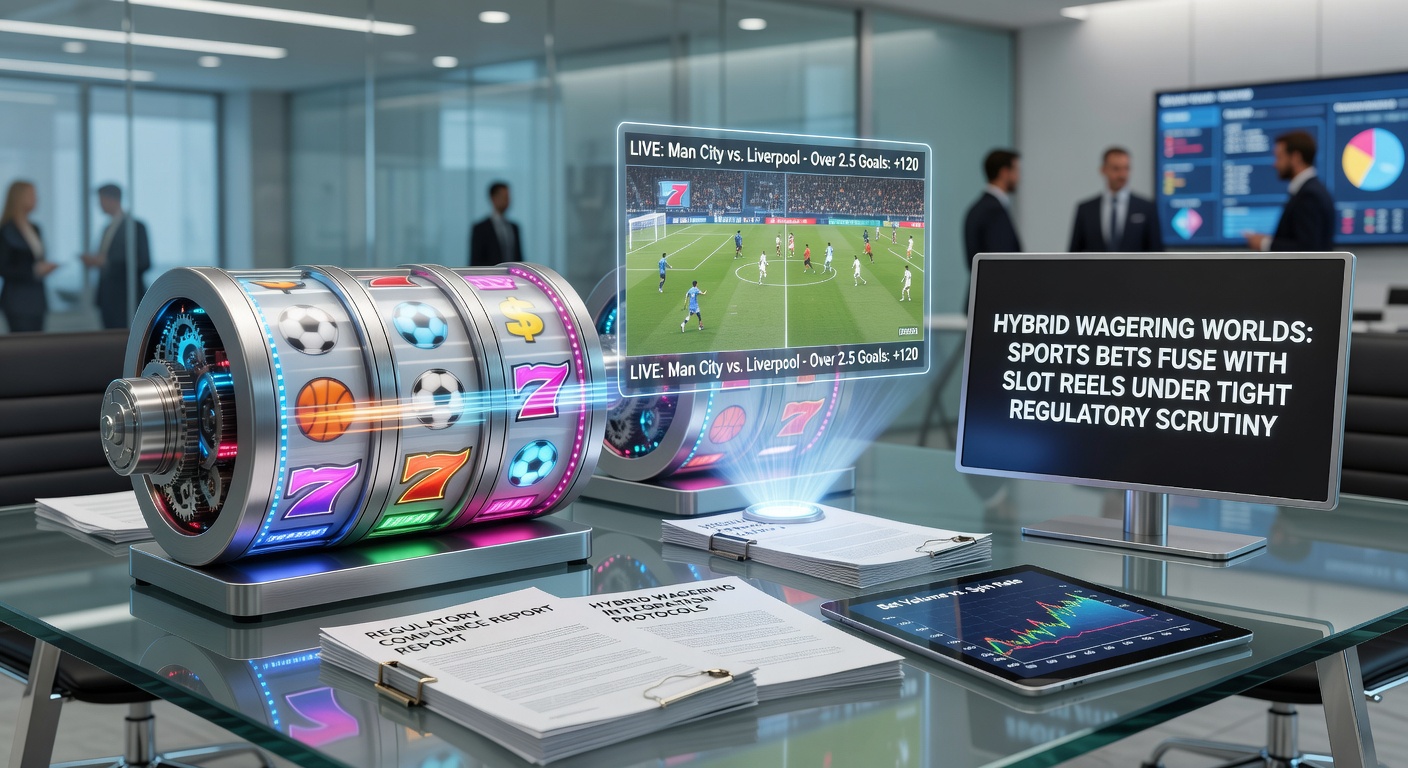 Darstellung einer digitalen Plattform, auf der Sportwetten und Slot-Maschinen nahtlos integriert sind, mit grafischen Elementen von Fußbällen und Walzen