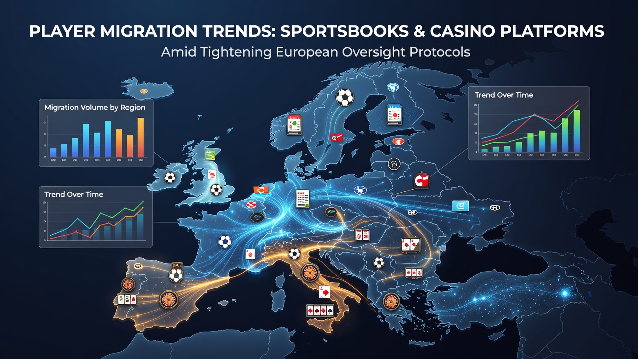 Illustration der Spielerwanderung zwischen Sportwetten- und Casino-Plattformen in Europa
