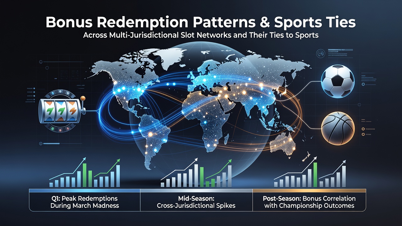 Diagramm mit Einlösungsraten und Verknüpfungen zwischen Slots und Sportwetten über verschiedene Regionen