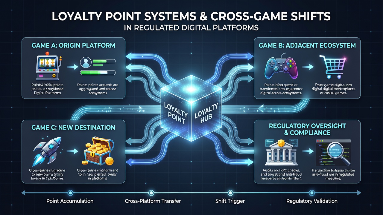 Data visualization of player shifts across game types driven by loyalty points in digital platforms